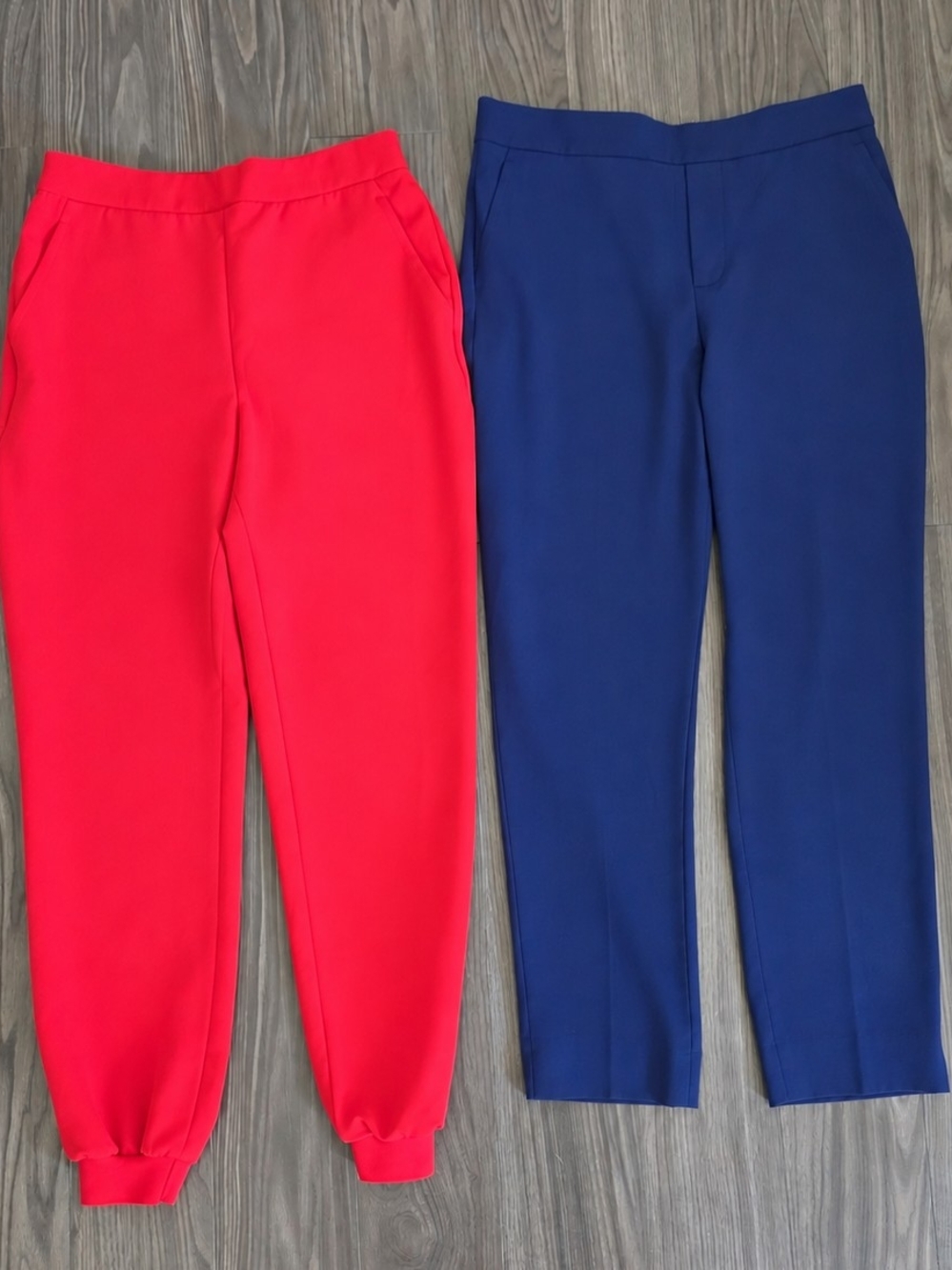 2-Piece Bundle - Express Red Joggers & Banana Republic Navy Ankle Pants